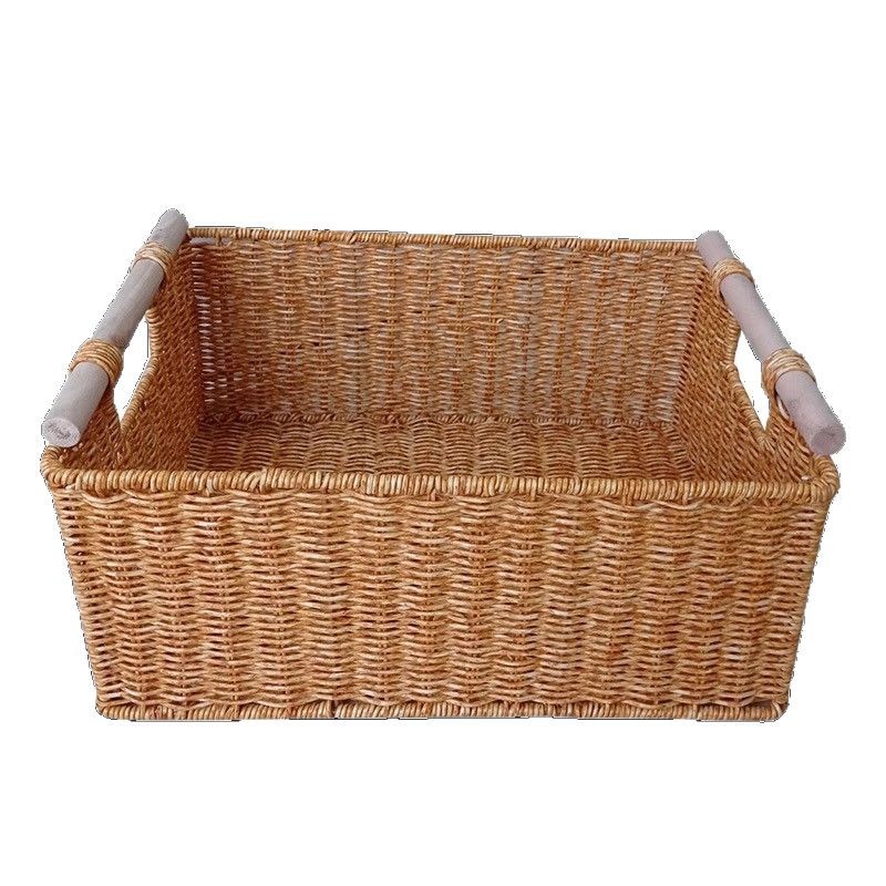 Cesta de almacenamiento de ratán personalizada, bocadillos tejidos a mano, canasta de almacenamiento de artículos diversos, sala de estar doméstica tejida de bambú, mueble de TV, escritorio