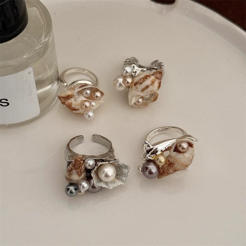 handmade marine ring (Marine) — дизайн ракушки жемчуга, один размер, стиль пляжа