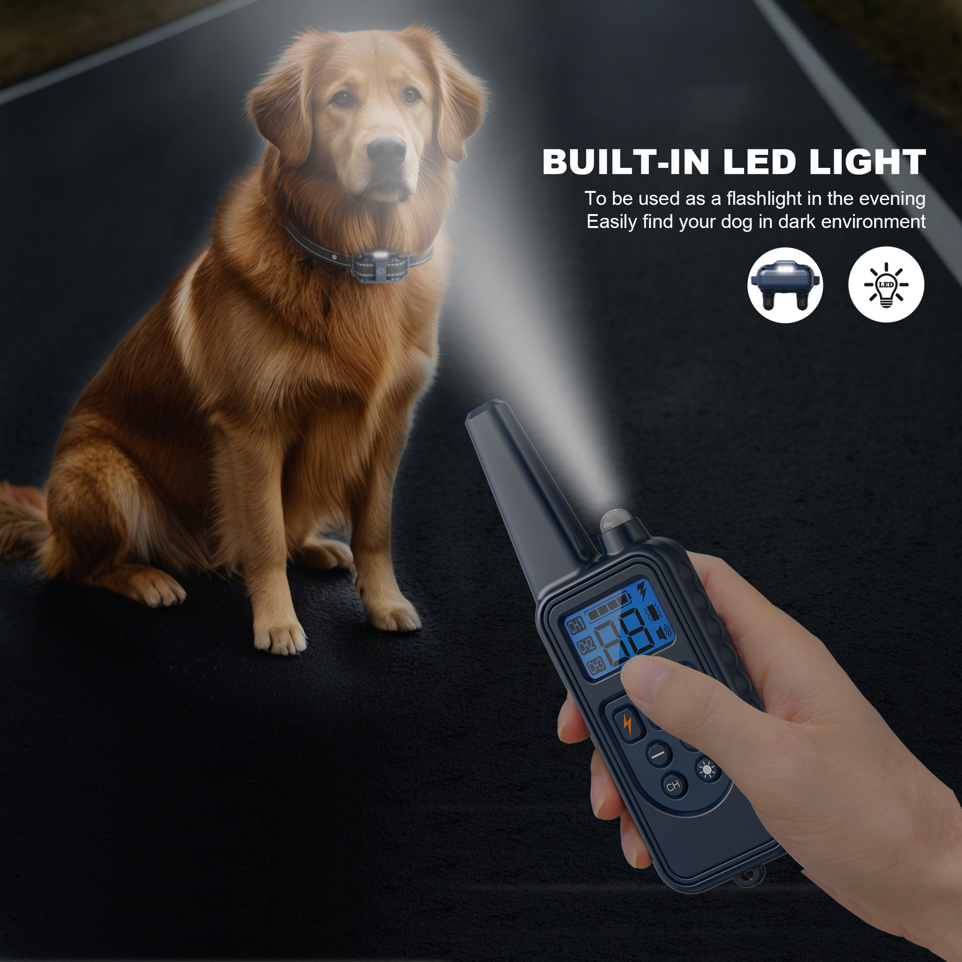 Adjustable Smart Dog Training Collar con led Lights Beep