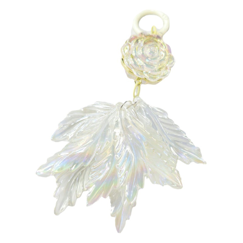 2023 nueva hoja pluma llavero colgante Cadena de teléfono móvil pequeño color fresco color sólido accesorios auricular caso bolsa colgante