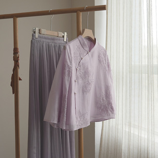 3234 "Bai Wei" "New Chinese Style Summer Wear" Improved Top Chinese Style Embroidered Stand Collar Shirt