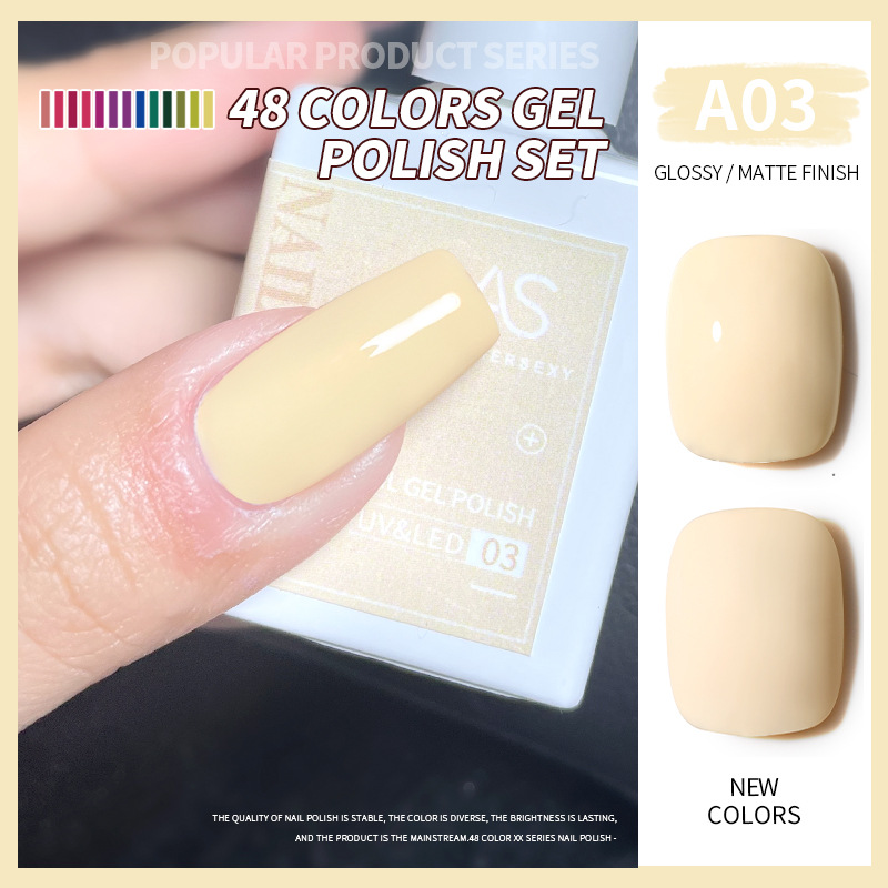 Una botella de pegamento de esmalte de uñas de un color 2022 nuevo verano popular 48-color Pequeño conjunto para el salón de uñas traje completo