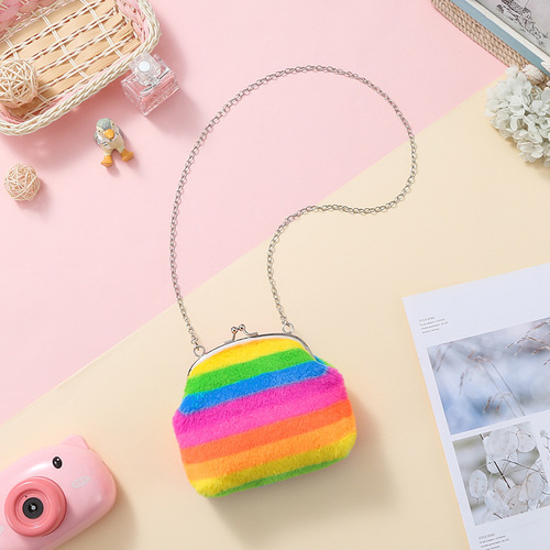 5 inch new color plush shoulder bag, zero wallet, coin bag, children's cute crossbody bag, card storage bag 