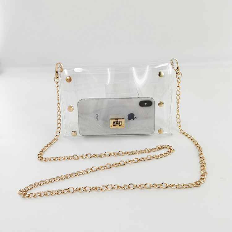 European, American, Japanese and Korean Jelly Transparent Bag Transparent Wallet Mobile Phone Bag Rivet Bag Shoulder Crossbody Bag Stadium Amazon European, American, Japanese and Korean Jelly Transparent Bag Transparent Wallet Mobile Phone Bag Rivet Bag Shoulder Crossbody Bag Stadium Amazon