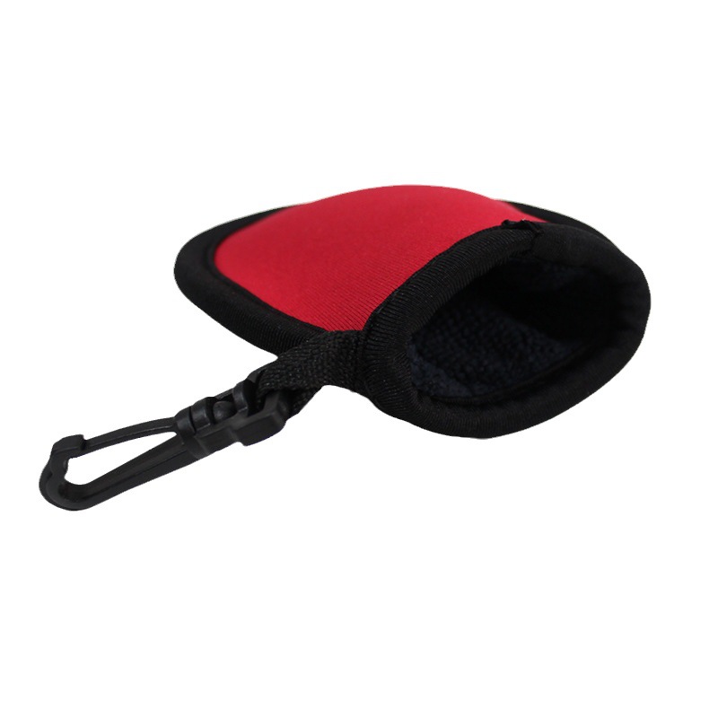 En stock protección del medio ambiente cinturón forro de gancho con material de buceo de franela cubierta de golf cubierta protectora bolsa de limpieza de bolas