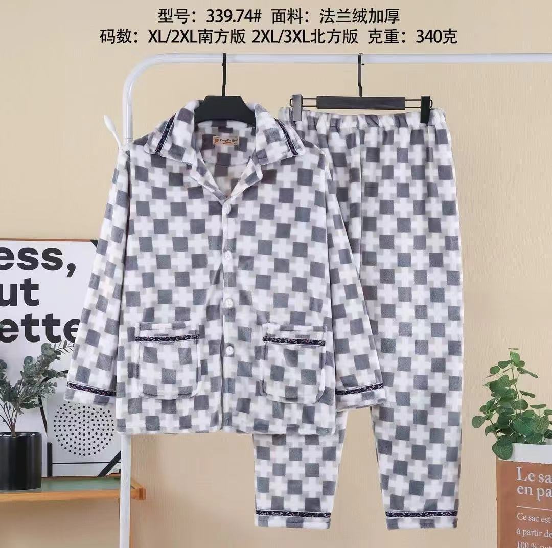 [entity packing] pajamas men 2024 new winter flannel lapel men's home clothes suit