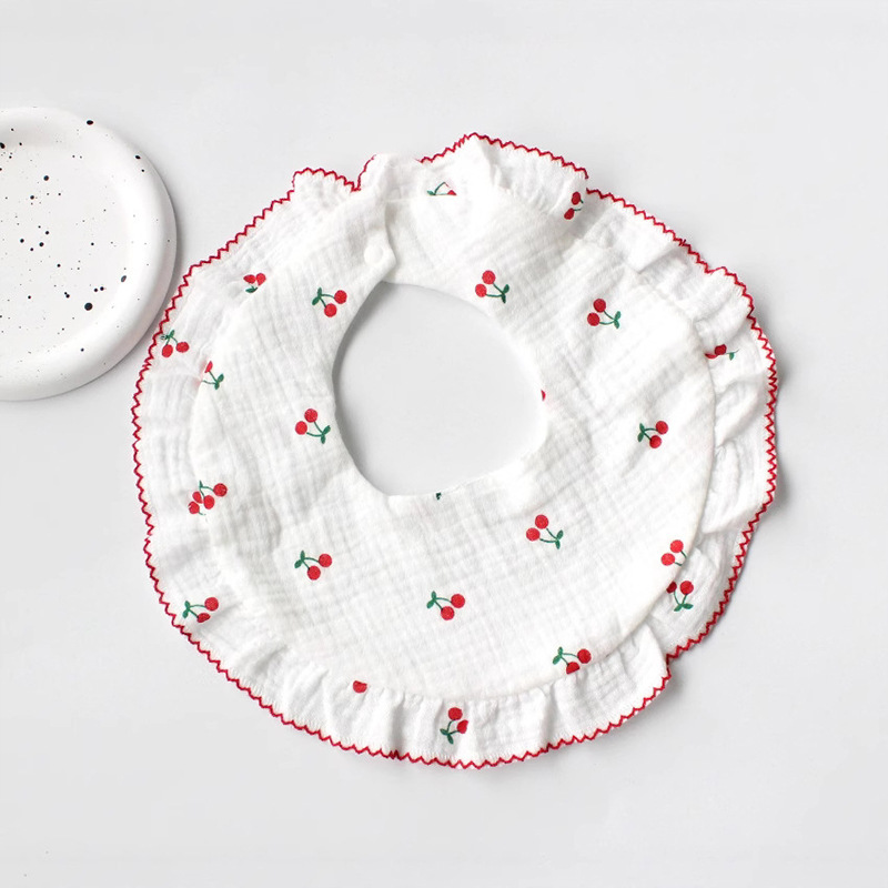 Gauze children's summer brand breathable cotton eating bib girl's 4