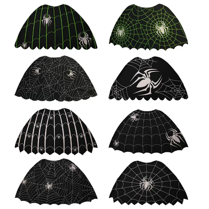 万圣节蜘蛛斗篷披肩一体式恐怖派对披风外穿数码印花舞会cos道具