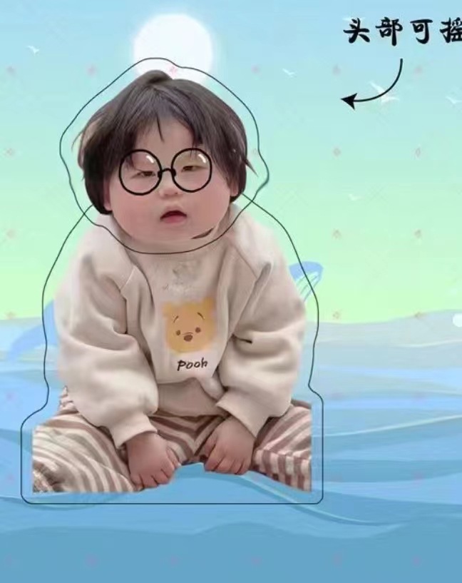 摇一摇小肉包自动摇头汽车摆件可爱表情包周边亚克力头部晃头晃脑-阿里巴巴