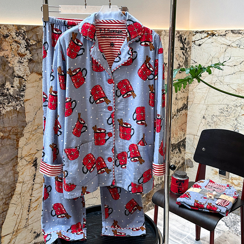 PJSawage秋冬保暖加厚磨毛棉质睡衣睡裤月子服家居服套装女 pjs|undefined
