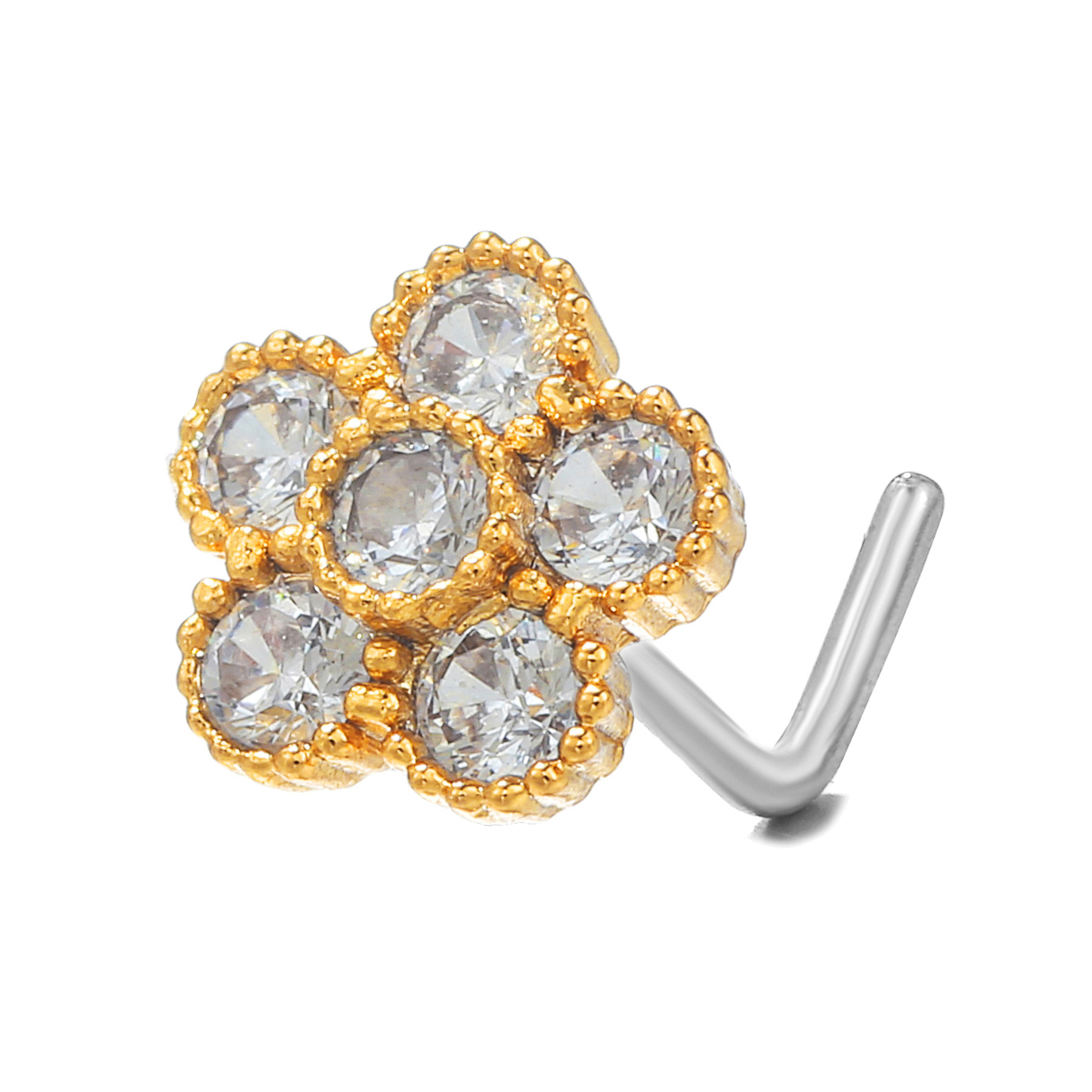 Fashion Heart Shape Copper Plating Zircon Nose studs 1 Piece