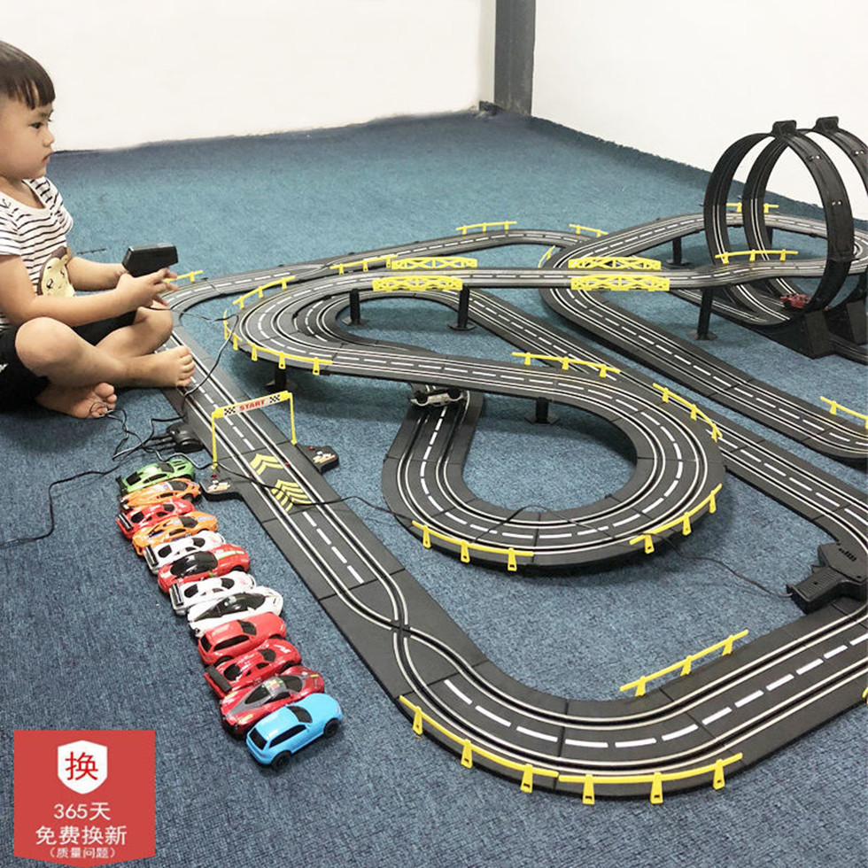 轨道赛车玩具汽车大冒险手动电动遥控男孩童双人竞赛