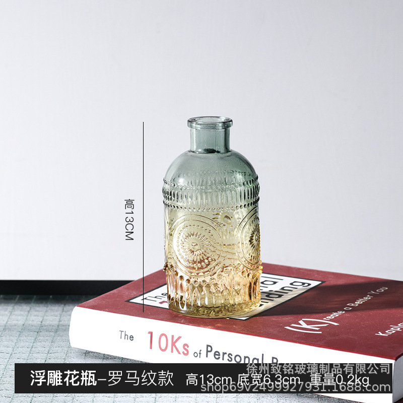 彩色小花瓶欧式复古袖珍花瓶玻璃花瓶家用客厅摆件现货|undefined