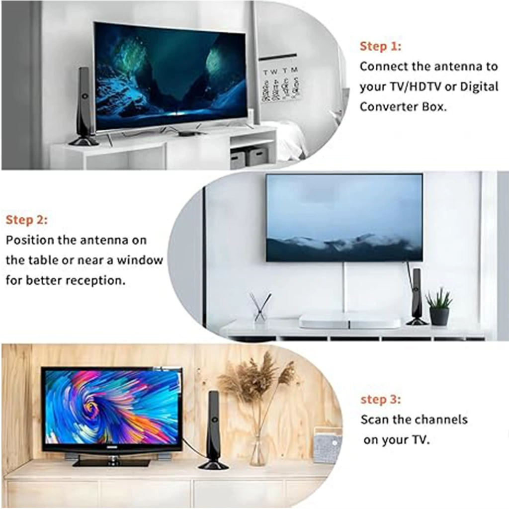 Кабельный антенна TY16D для внутреннего использования с HDTV, цифровая антенна телевидения ATSC DVB-T2 с высоким коэффициентом усиления и усилителем, USB 5В