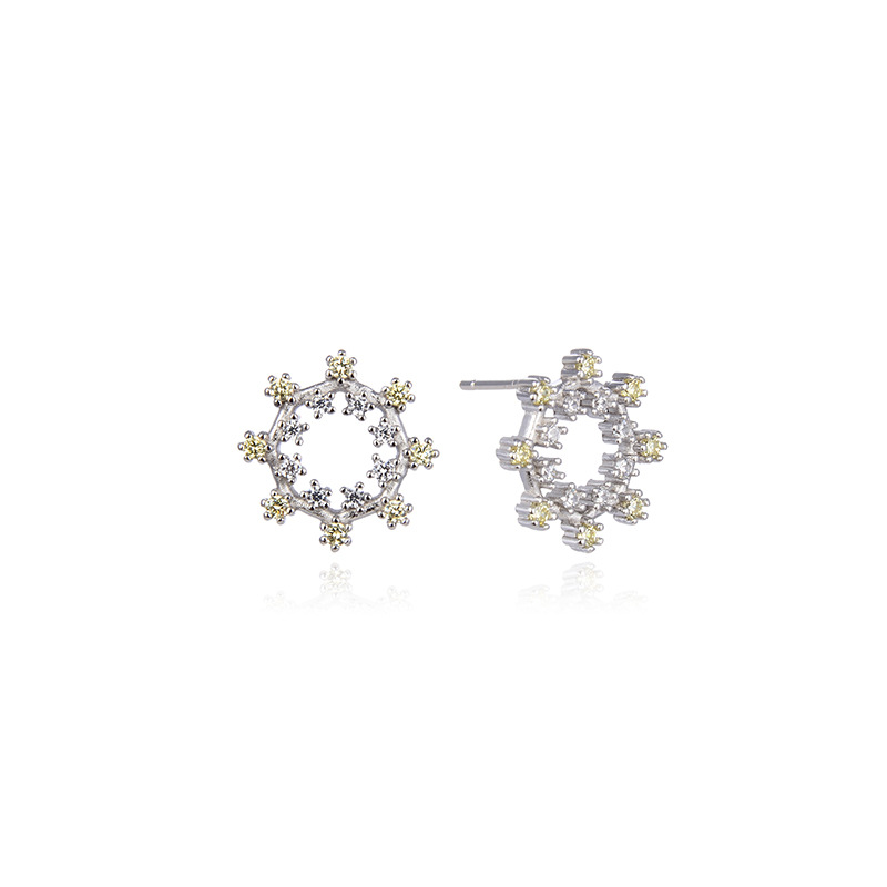 Octagonal mangstar accesorios elegantes estilo japonés y coreano s925 pendientes de circón de plata niñas populares joyas pendientes de diamantes