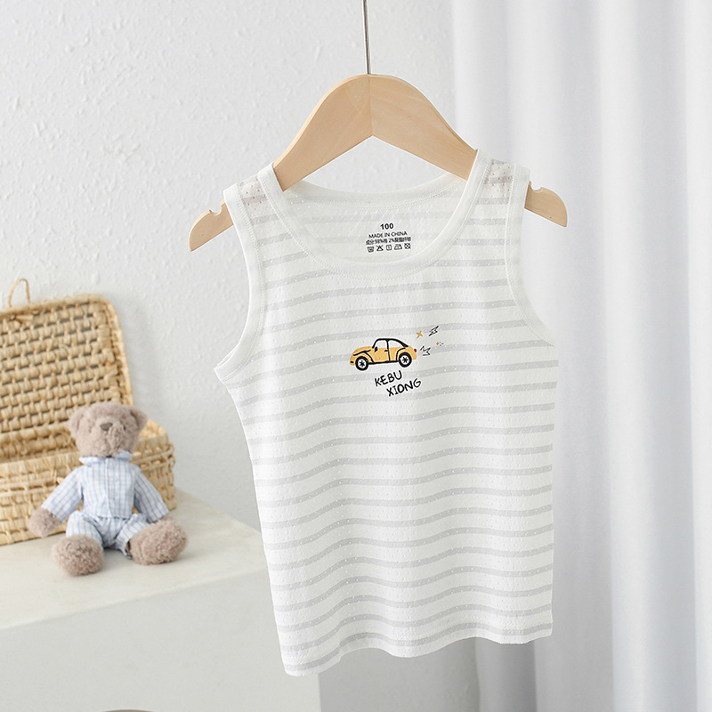 Chaleco de algodón para niños de clase A, sin hueso y sin mangas, fondo de bebé, chaleco fino en forma de corredor, uso exterior, cuello redondo jacquard, verano