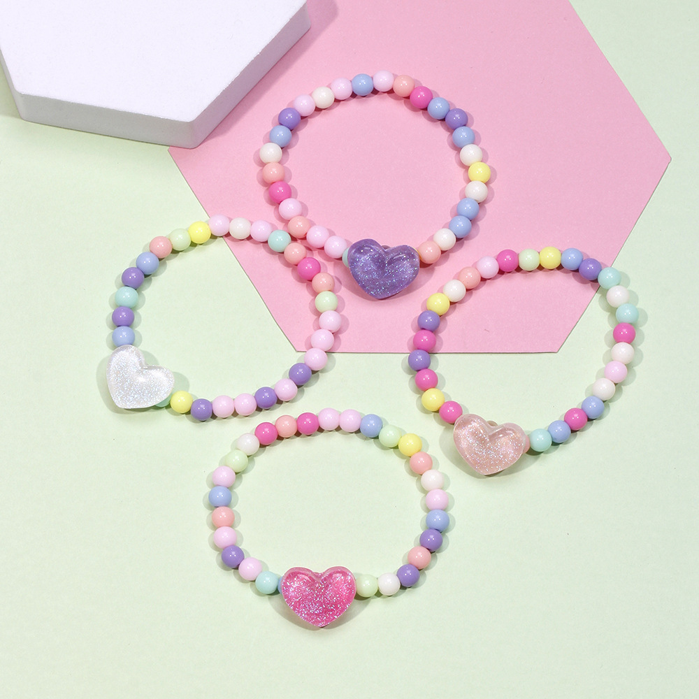 1 Set Sweet Heart Shape Arylic Kidu0027S Bracelets