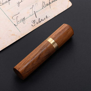 Rosewood Ebony Wood Hand-Sewn Needle Storage Tube, Needle Storage Container, Handmade DIY Wooden Toothpick Holder, Wholesale Copper Wide Edge