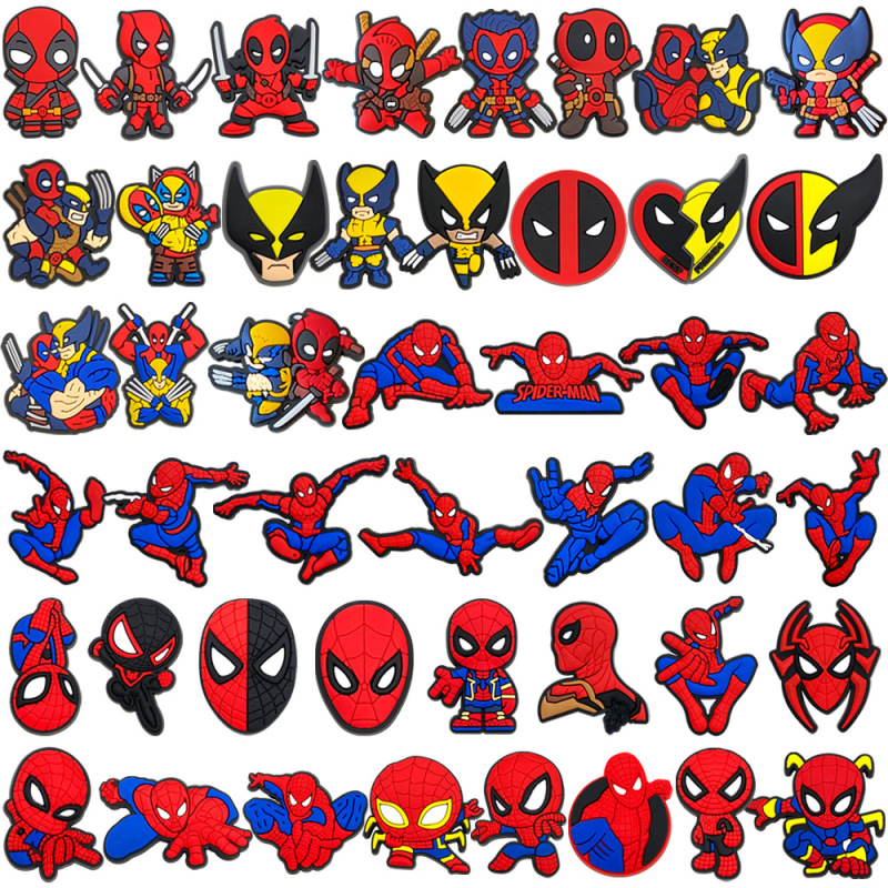 Spider-Man, Deadpool, Wolverine shoe charms, hole shoe decorations, soft rubber shoe charms, children's DIY garden shoe decoration accessories Spider-Man, Deadpool, Wolverine shoe charms, hole shoe decorations, soft rubber shoe charms, children's DIY garden shoe decoration accessories