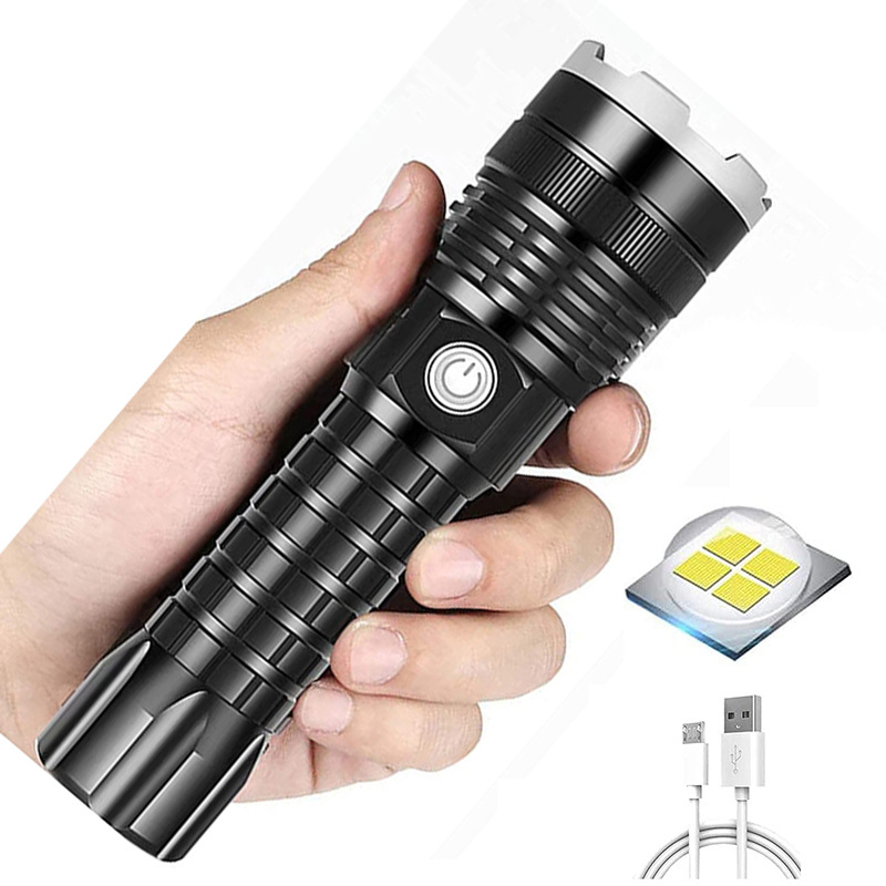 Linterna de luz fuerte transfronteriza iluminación al aire libre impermeable remoto LED de emergencia portátil multifunción USB linterna recargable