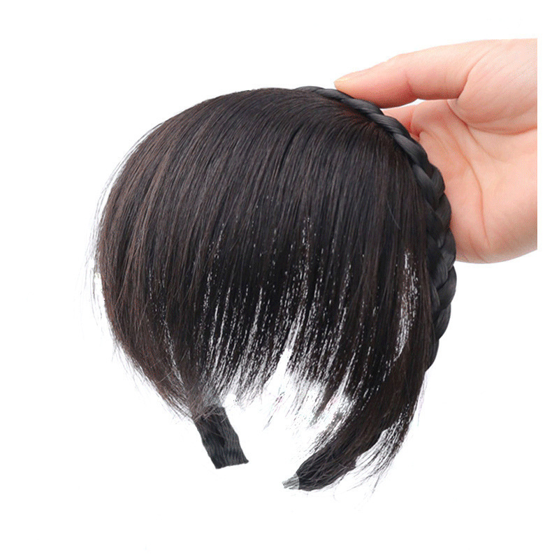 Peruca de peluca de fresa de hueso de pez trenzado banda de cabello integrada para aumentar la parte superior del cráneo cubierto pelo blanco pieza de peluca de peluca falsa fresa de simulación invisible