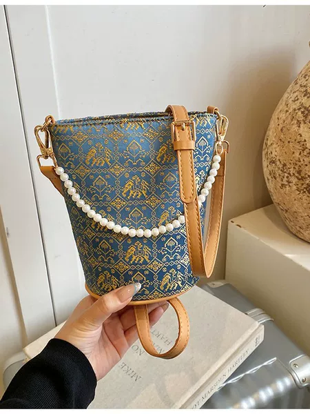Guangxi's Intangible Cultural Heritage Zhuang Brocade Women's Bag, Fashionable Hot-Selling Bucket Bag, New National Trend, Ethnic Culture, National Style Women's Bag