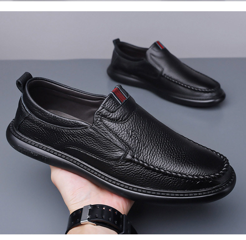 Giày lười nam da bò thật mũi tròn đế mềm gót thấp 1–3 cm — z8830 màu nâu, z8830 màu trắng, z8830 đen chi tiết 22