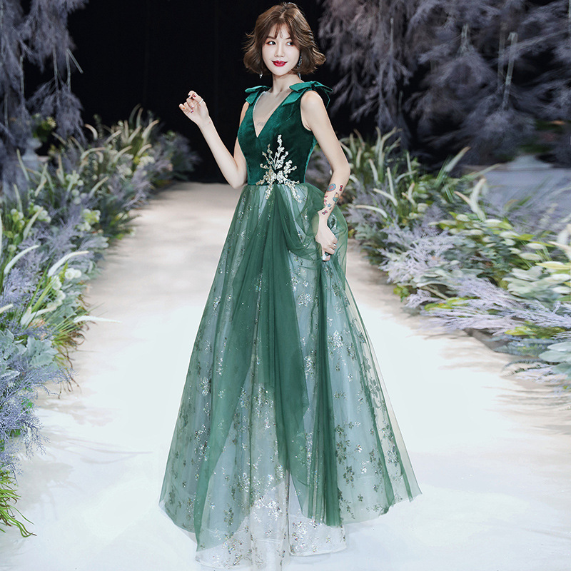 Vestido de noche verde elegante y sexy para mujer, nuevo diseño 2026, ideal para exámenes de arte y anfitrionas de graduaciones. image 8
