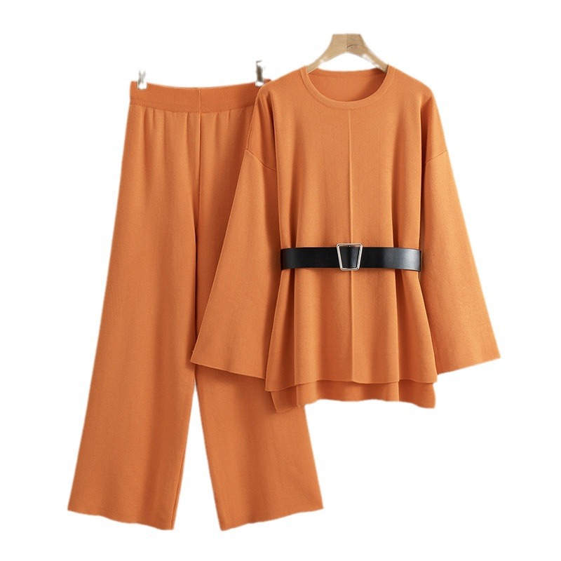 Women's Clothing Fashion suits for women 2024 new women's clothing celebrity temperament knitted sweater slim sweater wide leg pants two piece suit_voghion.com