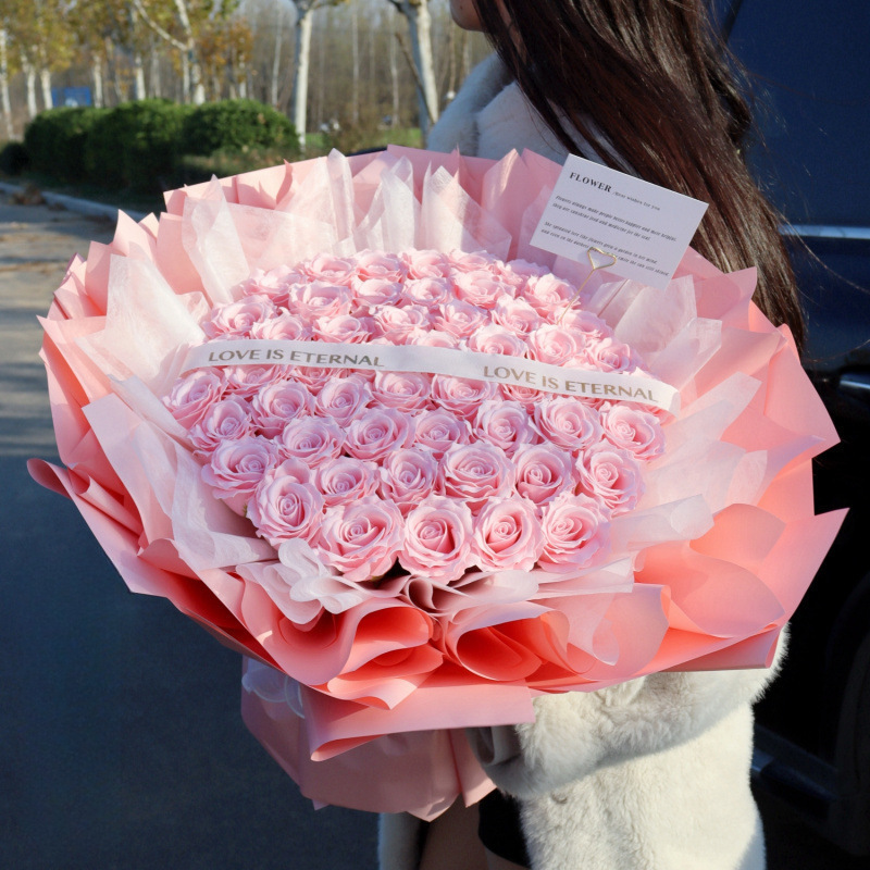 朵粉玫瑰花束纪念日生日惊喜情人节花束送女生永生花|undefined