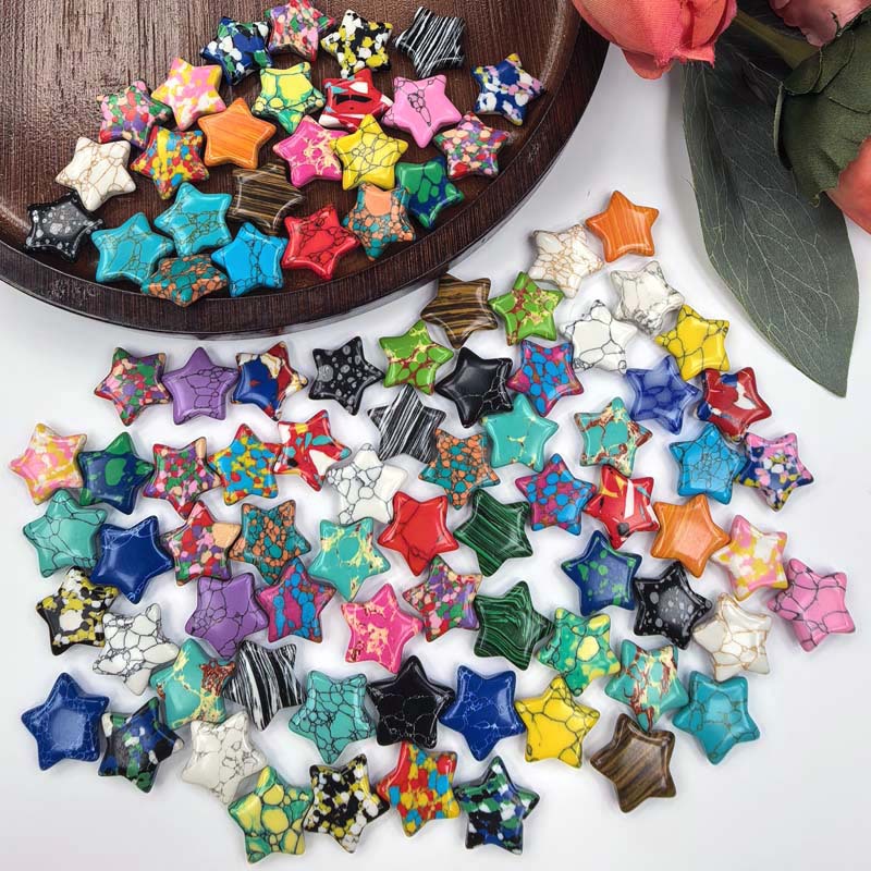 Small star natural stone ornament, natural crystal pentagram 20*20*6mm, hot-selling accessories for foreign trade