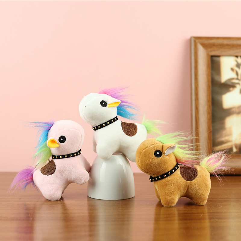 Líderes en línea lindos juguetes de peluche unicornio colgantes unicornio pony keychain muñecas colgantes bolsos pequeños colgantes image 2