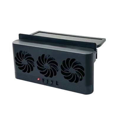 Summer Solar-Powered Three-Head Car: Digər kiçik elektrik cihazlar - 818-yunduo-exhaust-fan-black-solar-usb-charging