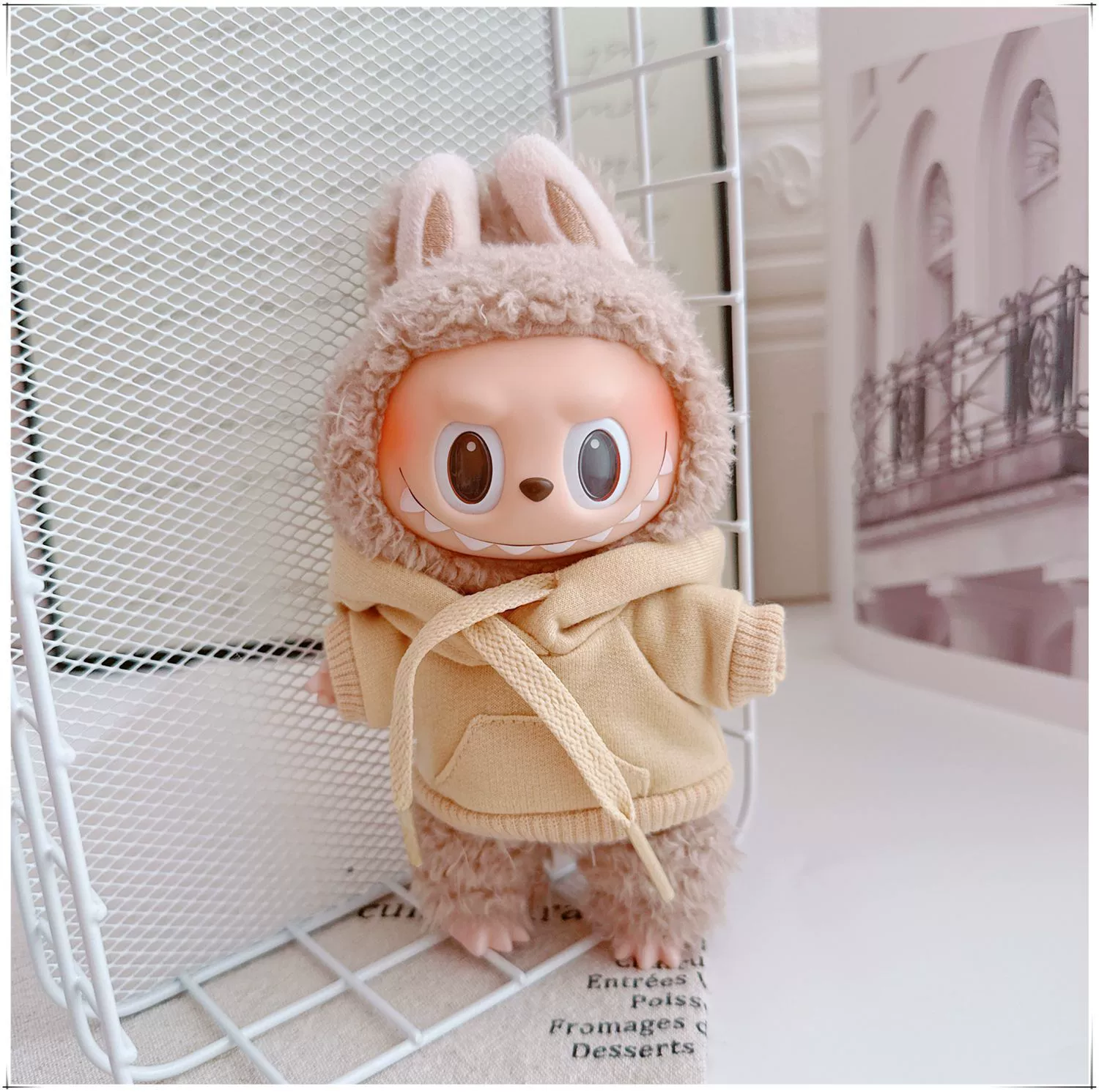 17см кукольная одежда Labubu, 10см хлопковая кукла Микки семейная черная, белая и серая модная толстовка худи штаны