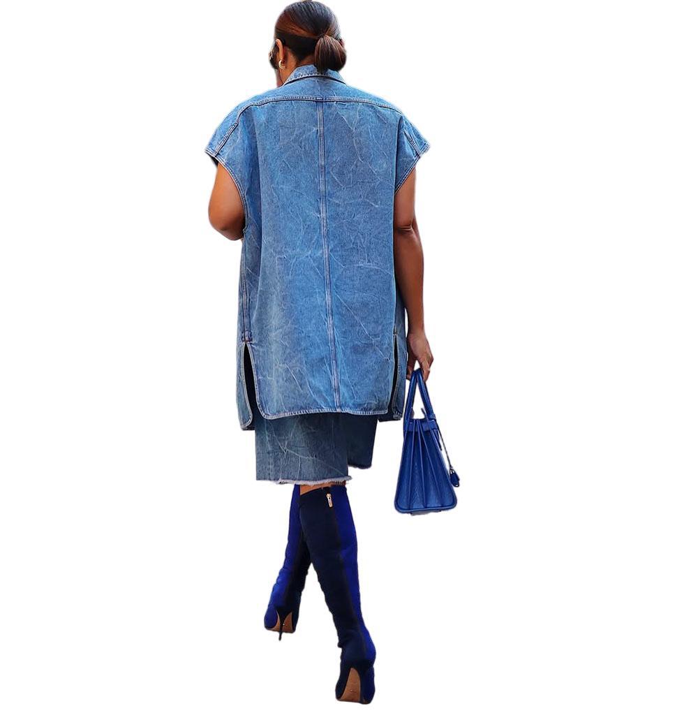 Chaleco vaquero mujer chaqueta sin mangas casual estilo moda_voghion.com