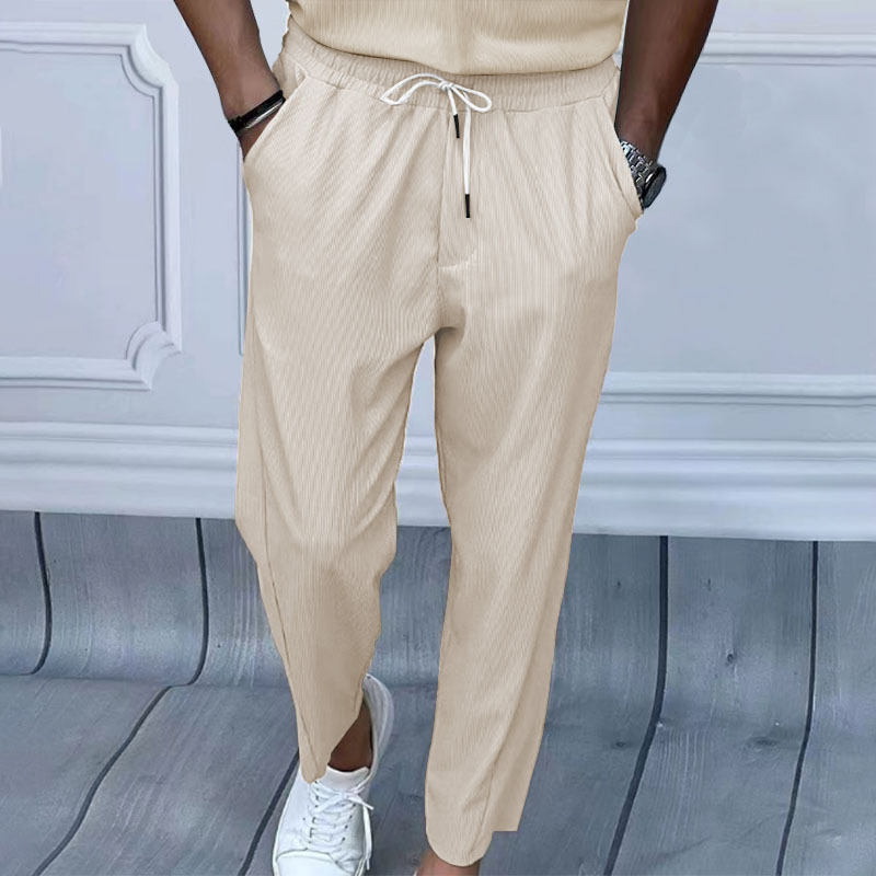 Pantalon long décontracté en velours côtelé pour homme, nouvelle collection printemps et été 2024, coupe ample, coupe droite, surdimensionnée, style américain_voghion.com