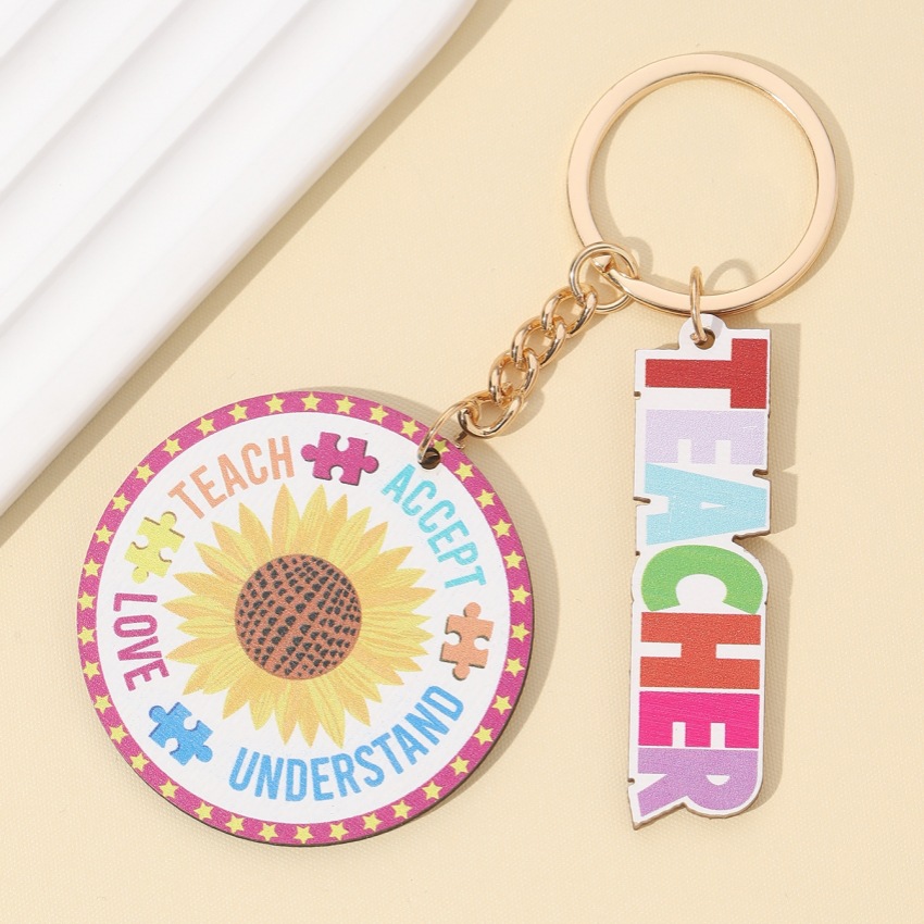 Teachers' Day Festival Modern Style Letter Wood Teachers' Day Unisex Keychain
