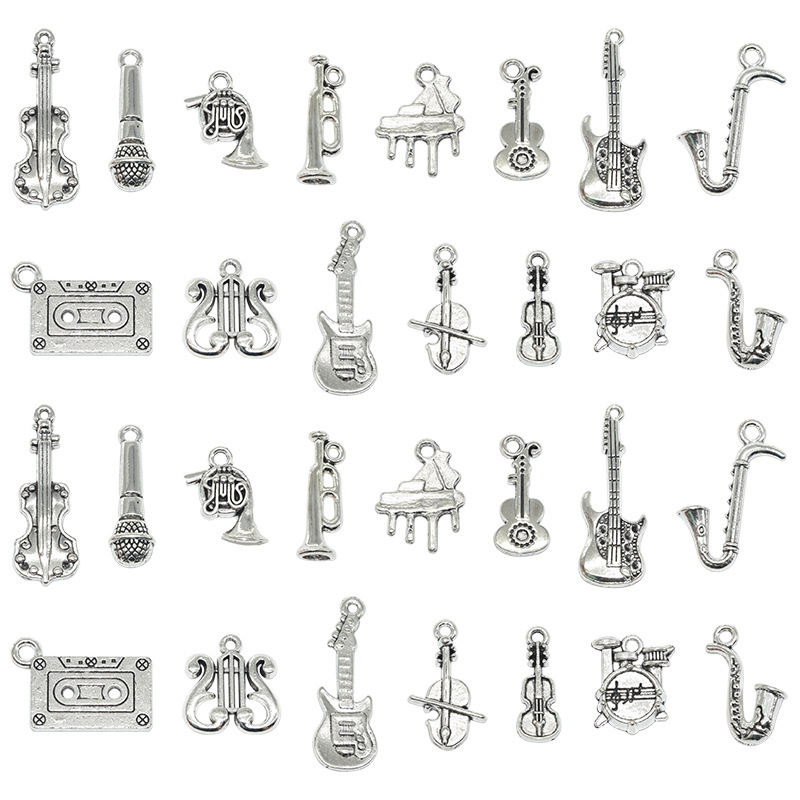 15 Musical instrument theme guitar piano violin series pendant DIY alloy jewelry accessories Amazon hot sale 15 Musical instrument theme guitar piano violin series pendant DIY alloy jewelry accessories Amazon hot sale
