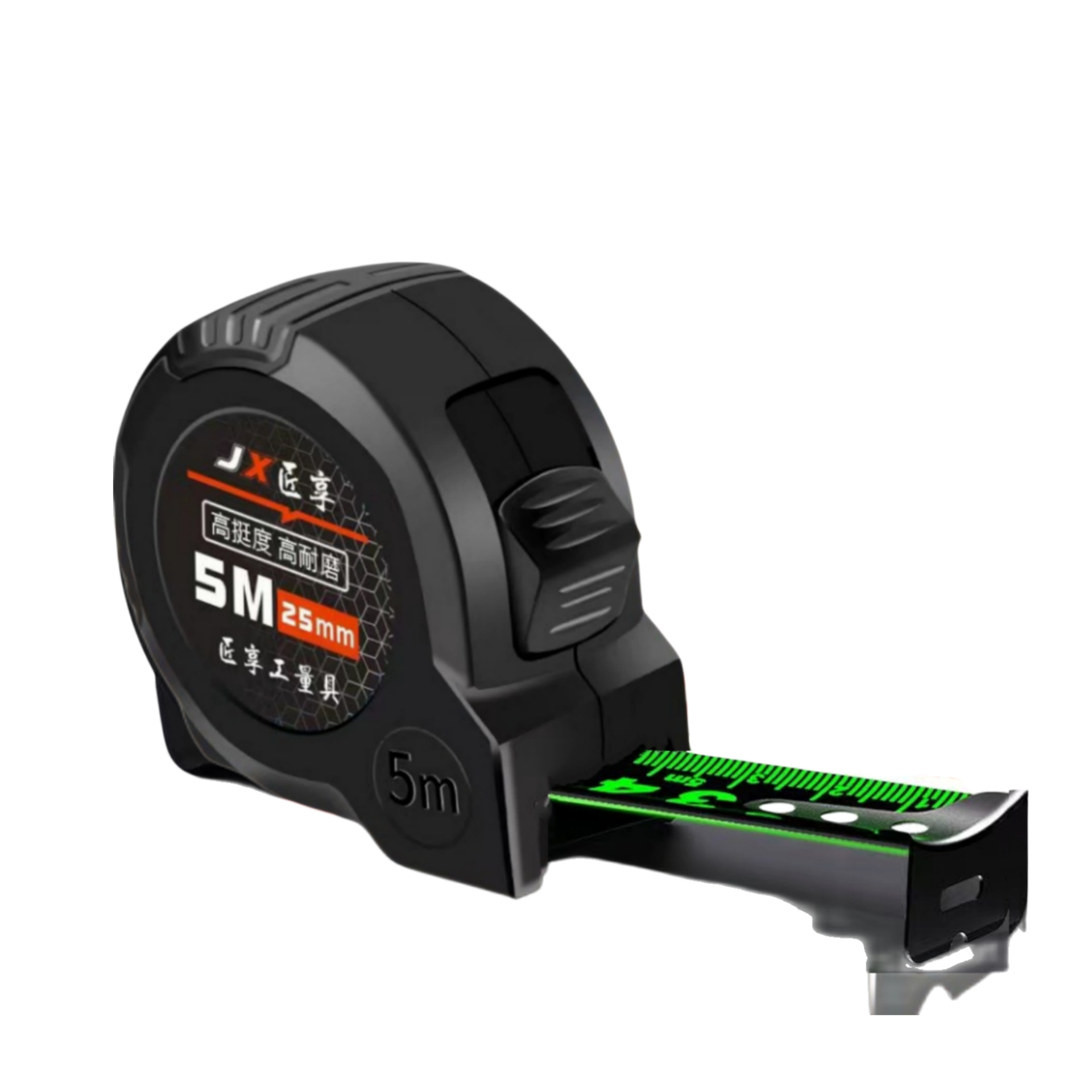 Cinta métrica de acero fluorescente negro 3 M 5 M 7,5 m 10 m caja de regla Regla regla anillo gobernante herramienta de medición fabricantes al por mayor un gran número