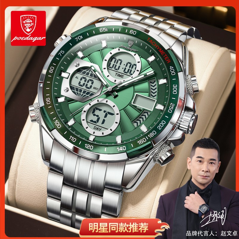 Swiss brand new electronic chronograph watch, multi-functional luminous men's watch, live stream hot-selling export item, dropshipping available.