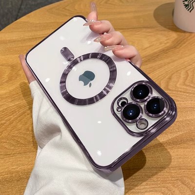 Apple 17proMax 電気メッキ磁気電話ケース、透明 iPhone 16 落下防止 15 オールインクルーシブ保護カバー 14 に適しています。|undefined