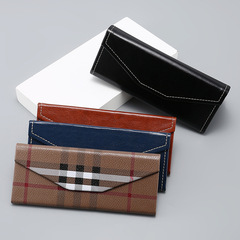 New Model Eyeglass Case, Colorful Vintage Calfskin Anti-Pressure Hand-Stitched Triangular Folding Eyeglass Case, LOGO Printing Available