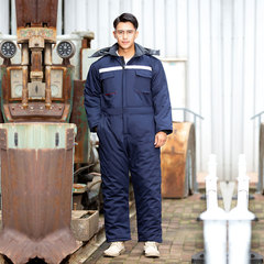 Winter one-piece work clothes suit for men and women, cold storage cotton clothing, warm outdoor fishing labor insurance, hooded and cotton-proof cold-proof clothing