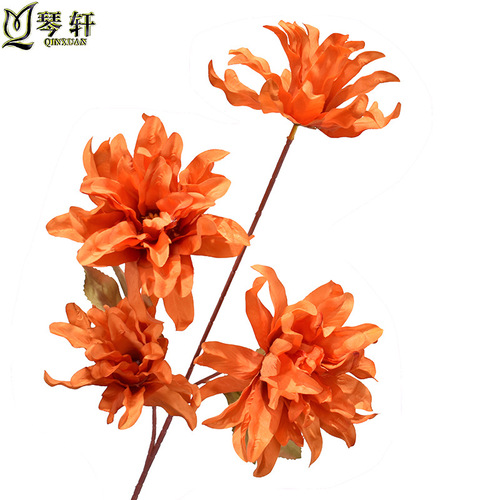 Wedding Celebration Four-Head Purple Orchid Artificial Flowers Wedding Arch Pathway Arrangement Home Decor Hotel Greenery Decoration Fake Flower Wholesale