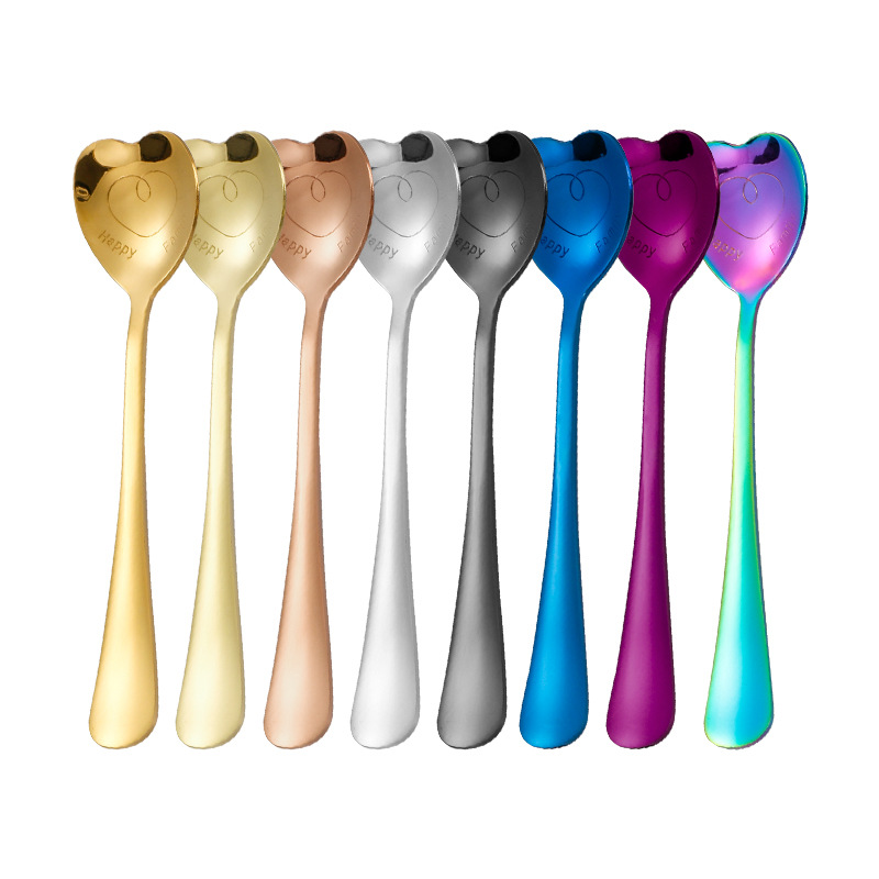Cucharas de cubierta de acero inoxidable cucharas de amor cucharas de postre cucharas creativas de café cucharas de regalo cucharas de helado cucharas de restaurante