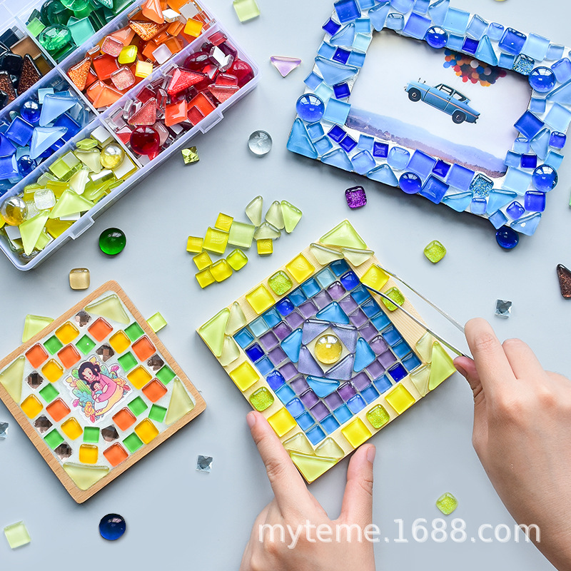 Mosaic collection production handmade diy materials children's crystal glass color particles creative free stone collage