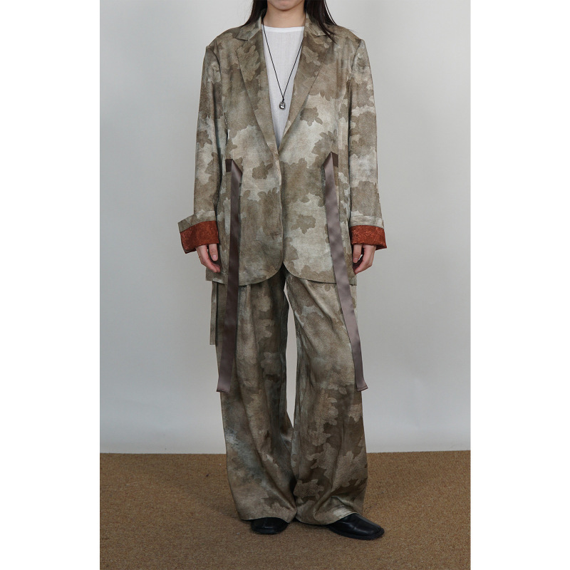 26 New Models of Chinese-Style Ink Print Ribbon Suit Set with Linen Blend Straight Wide-Leg Pants and Regular Shoulder Loose-Fit Blazer 26 New Models of Chinese-Style Ink Print Ribbon Suit Set with Linen Blend Straight Wide-Leg Pants and Regular Shoulder Loose-Fit Blazer