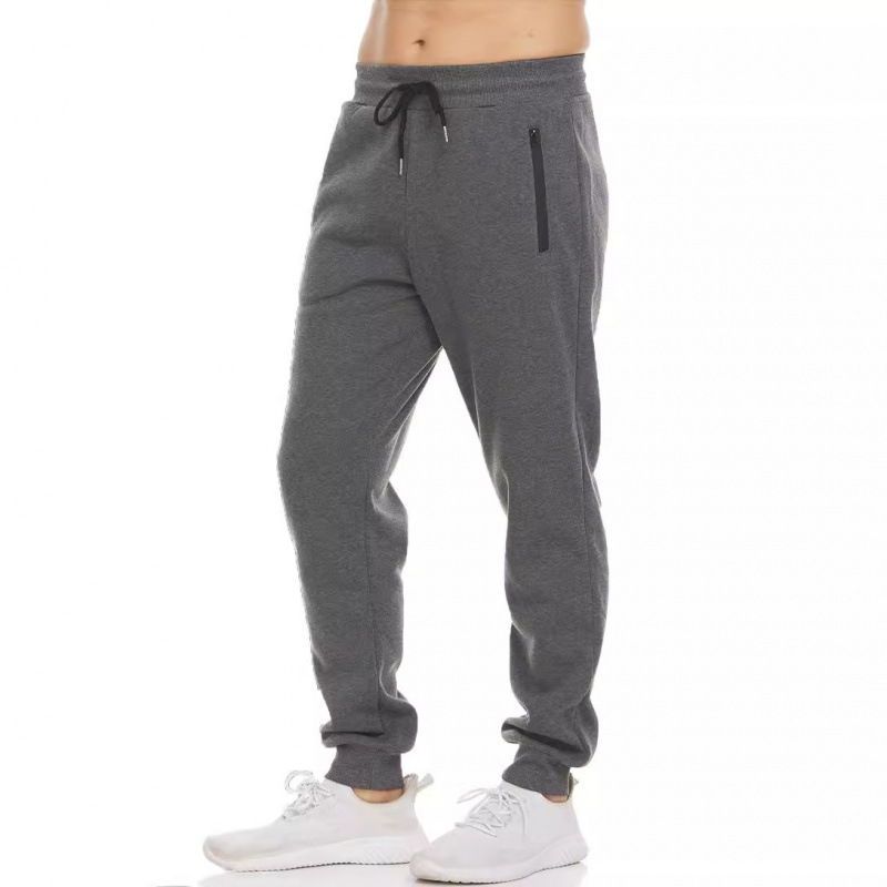 Herren-Jogginghose mit Fleecefutter – Freizeit- und Laufhose mit Reißverschluss (Schwarz/Grau/Marineblau, S-3XL)_voghion.com