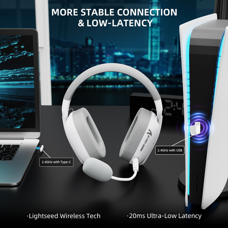 Attack Shark L80Pro Wireless Bluetooth 2.4g Three-Mode Wired Lightweight Head-Mounted Computer Gaming Headset with Microphone