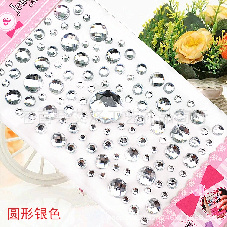 Crystal Patch Acrylic Gem Stickers, Plum Blossom & Heart Designs, 18 × 8.5 cm